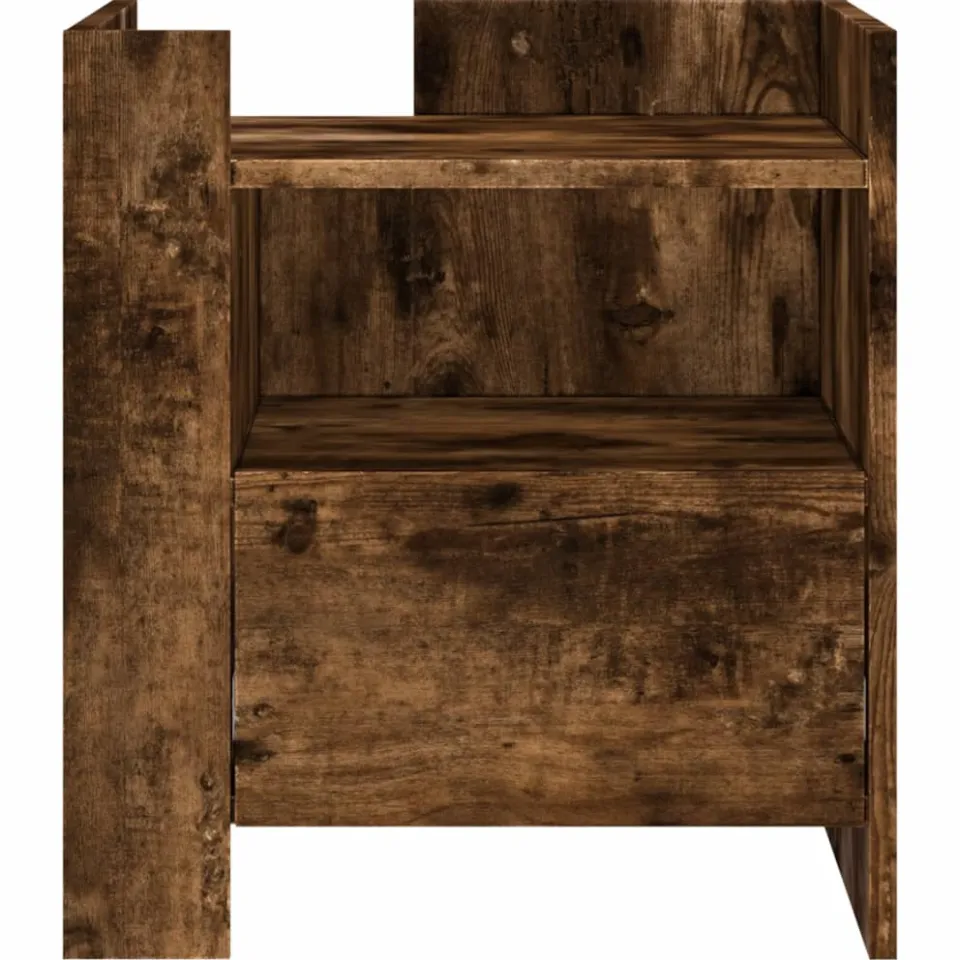 vidaXL Nachtkastje 45x50x50 cm bewerkt hout gerookt eikenkleurig, foto 3