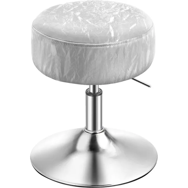 Klarven Schminkkruk Grijs - Kruk - Makeup Stool - In Hoogte Verstelbaar - Draaibaar 360° - Dik Gevoerde Zitting - Draagvermogen tot 120 kg
