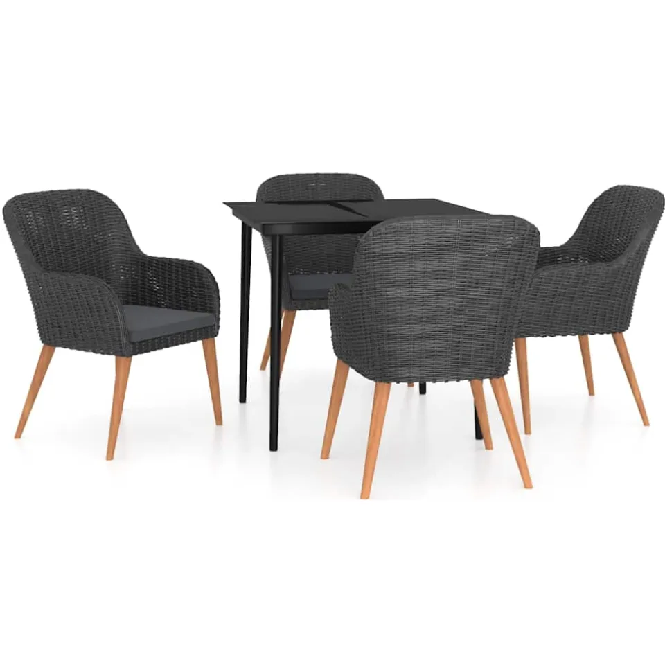vidaXL 5-delige Tuinset met kussens zwart, foto 3