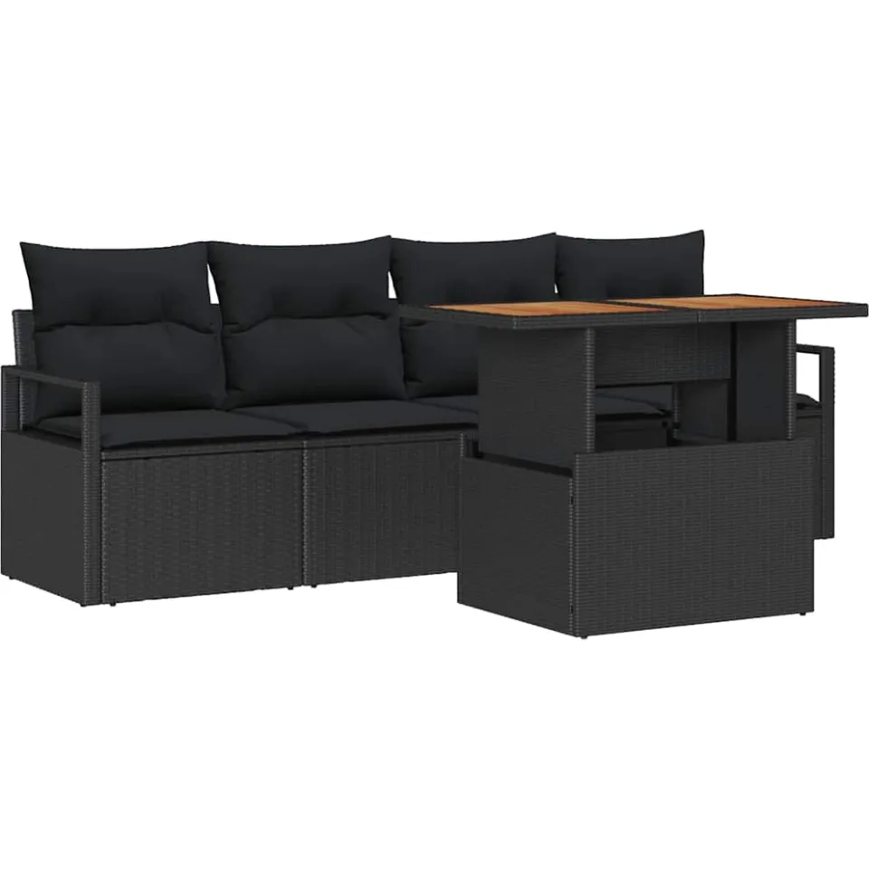 vidaXL Tuin Sofa Set 5 st Zwart Poly riet