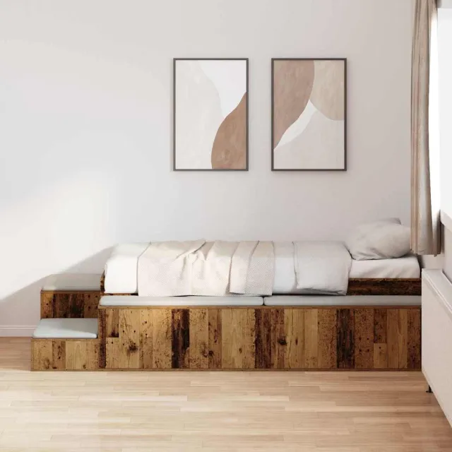vidaXL Opbergbedframe Oud Hout 80 cm Bewerkt hout bruin