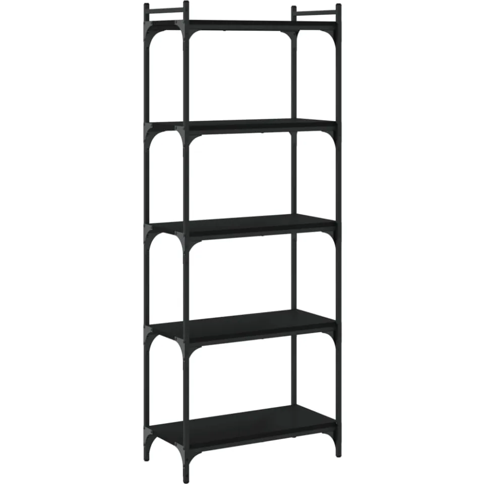 vidaXL Boekenkast 5-laags 60x30x154 cm bewerkt hout zwart, foto 3