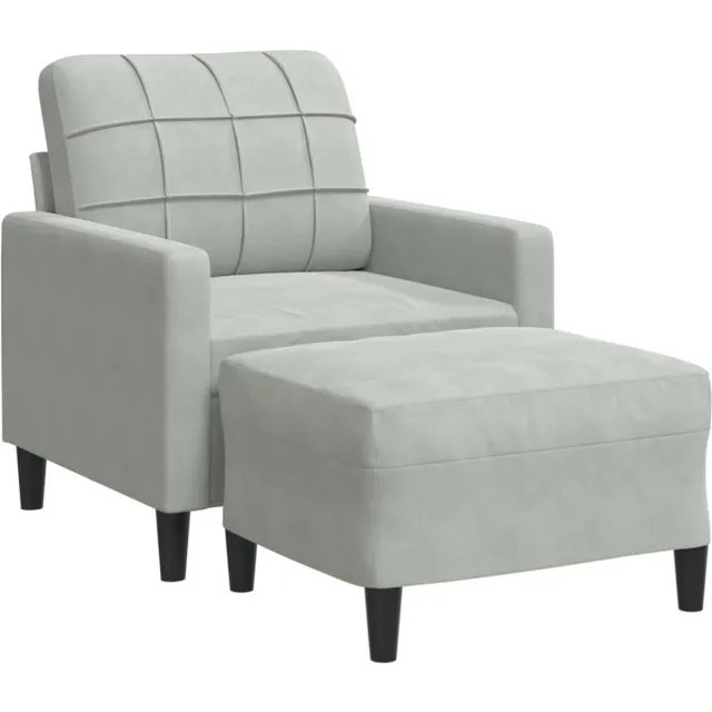 vidaXL Fauteuil - met - voetenbank - 60 - cm - fluweel - lichtgrijs