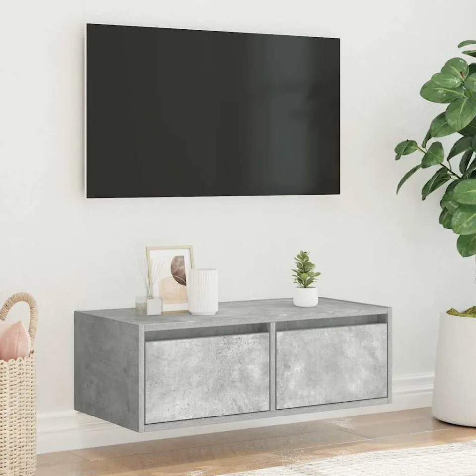 vidaXL Tv-meubel met LED-verlichting 75x35,5x25 cm betongrijs grijs, foto 3