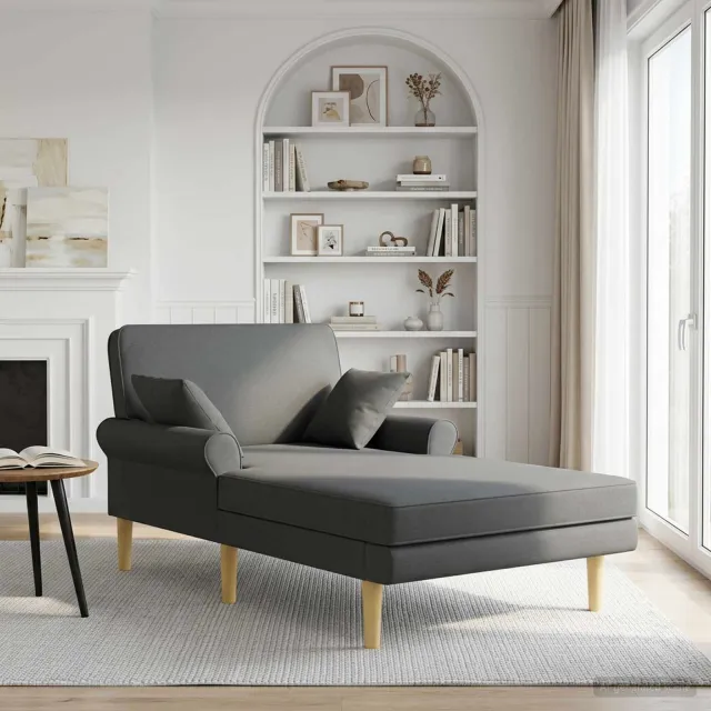vidaXL Chaise longue Donkergrijs Stof