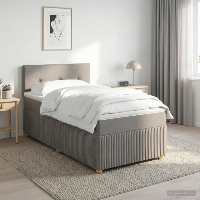 vidaXL Boxspringbed met matras met hoofdeinde Taupe 80 x 200 cm Stof
