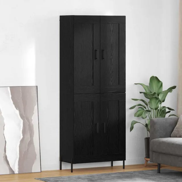 vidaXL Hoge kast 2 st Zwart Eiken 69,5 x 34 x 180 cm Bewerkt hout, foto 2