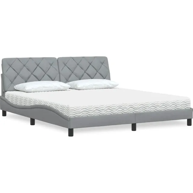 vidaXL Bed met matras stof lichtgrijs 180x200 cm
