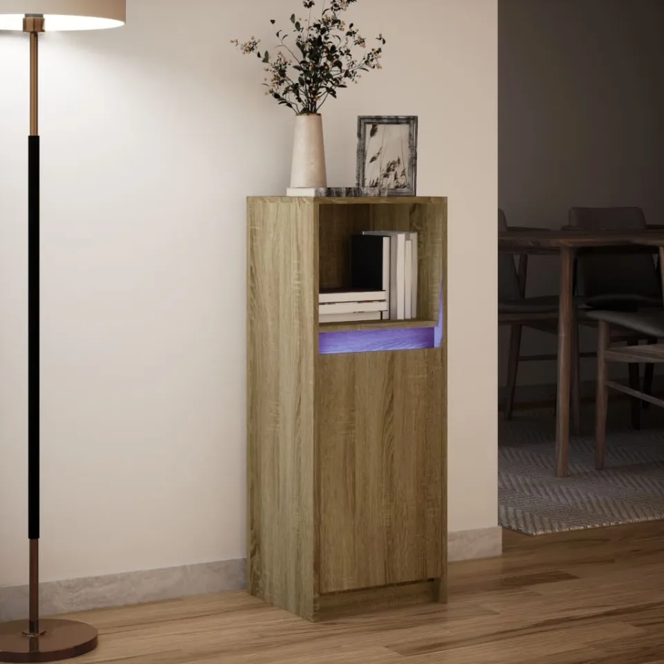 vidaXL Dressoir met LED 38x34x100 cm bewerkt hout sonoma eikenkleurig, foto 4