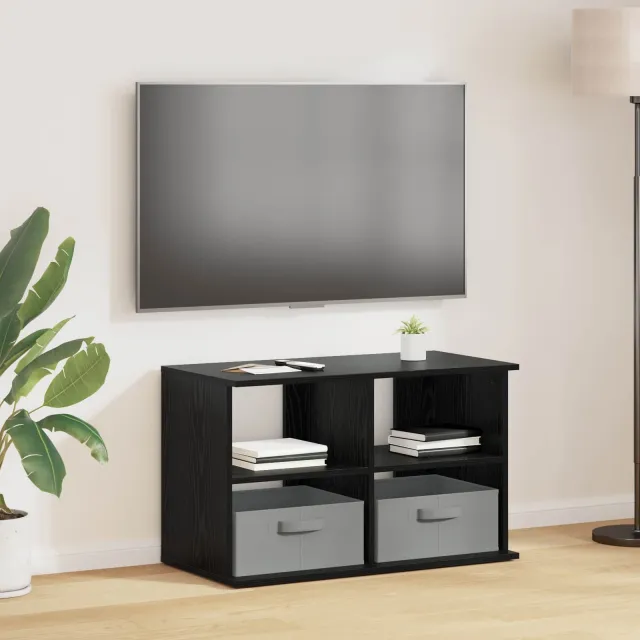 vidaXL TV-standaard met lade Zwart Eiken 79 x 40 x 48 cm, foto 2