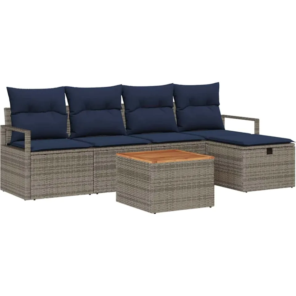 vidaXL Tuinbankenset 6 st Grijs poly rattan