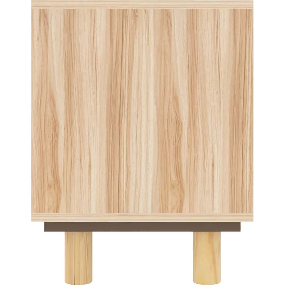 vidaXL Tv-meubel 105x30x40 cm massief grenenhout en rattan bruin, foto 4