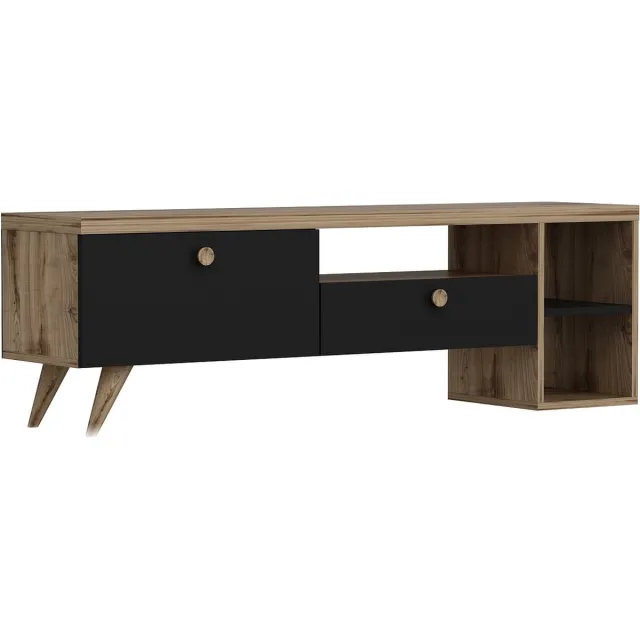 Skye Decor TV Meubel - Stijlvol Zwart & Eiken Design - 150x47x35cm - Duurzaam Melamine