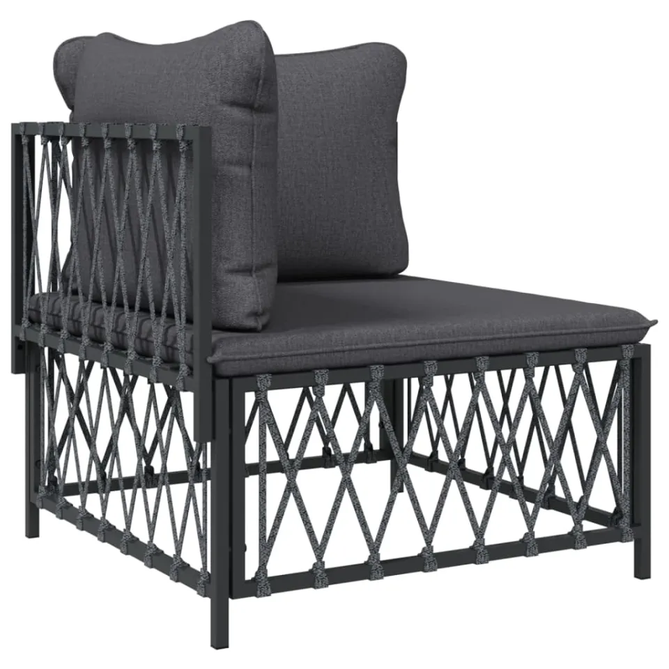 vidaXL 5-delige Loungeset met kussens staal antracietkleurig, foto 3