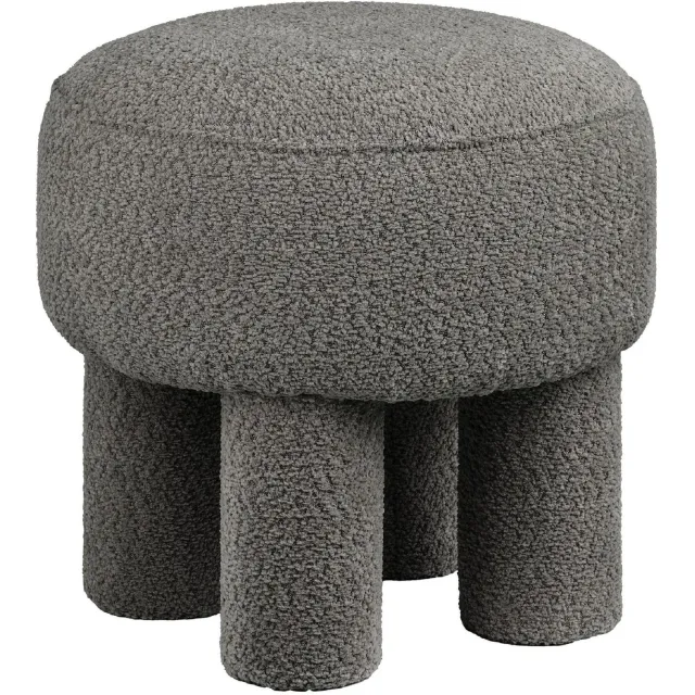 Nest of Nora Poef hocker rond voetenbank - Ø43x43 cm - Antraciet Donkergrijs