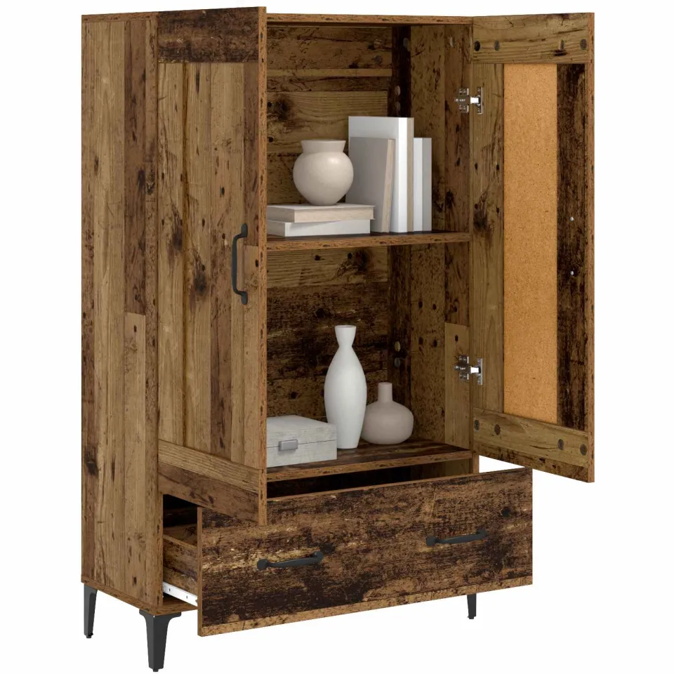 vidaXL Hoge kast Oud hout 70 x 31 x 115 cm Bewerkt hout Bruin