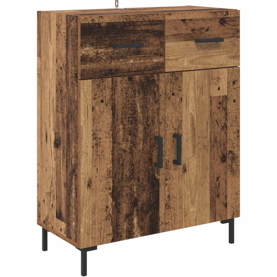 vidaXL Highboard Oud Hout 69,5 x 34 x 180 cm Bewerkt hout bruin, foto 3