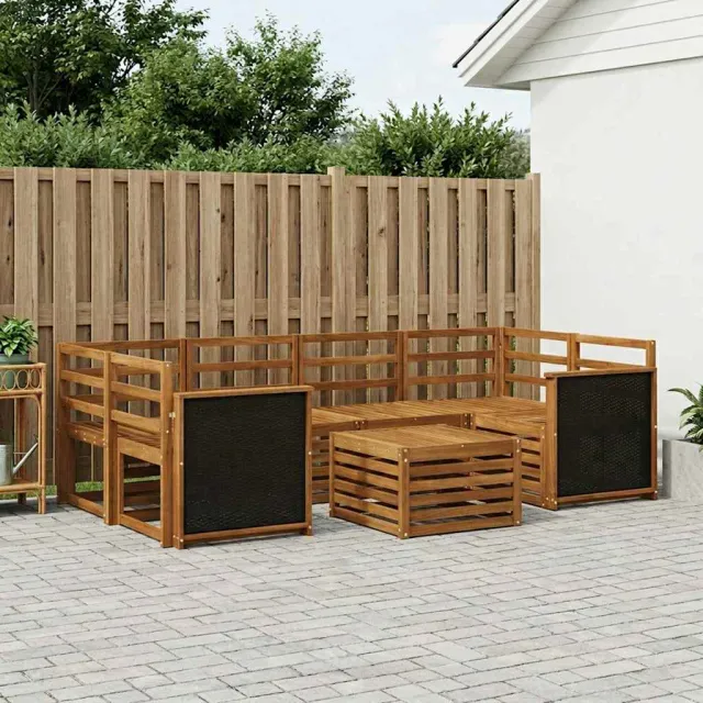 vidaXL Buiten bankenset 7 st 6-zits Naturel Massief Acaciahout