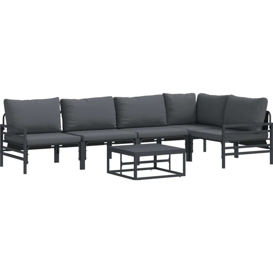vidaXL Tuinbankenset 6 st Zwart Staal Anthraciet
