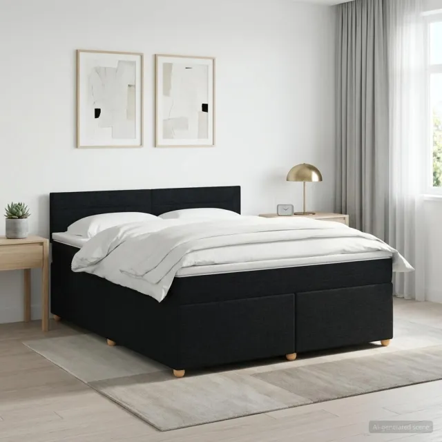 vidaXL Boxspringbed met matras met hoofdeinde Zwart 140 x 200 cm Stof