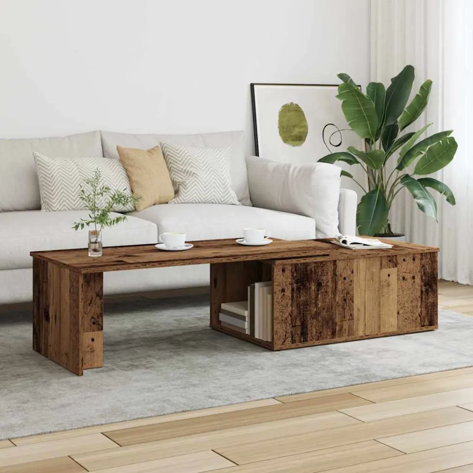 vidaXL Salontafel 150x50x35 cm bewerkt hout oud houtkleurig bruin, foto 2
