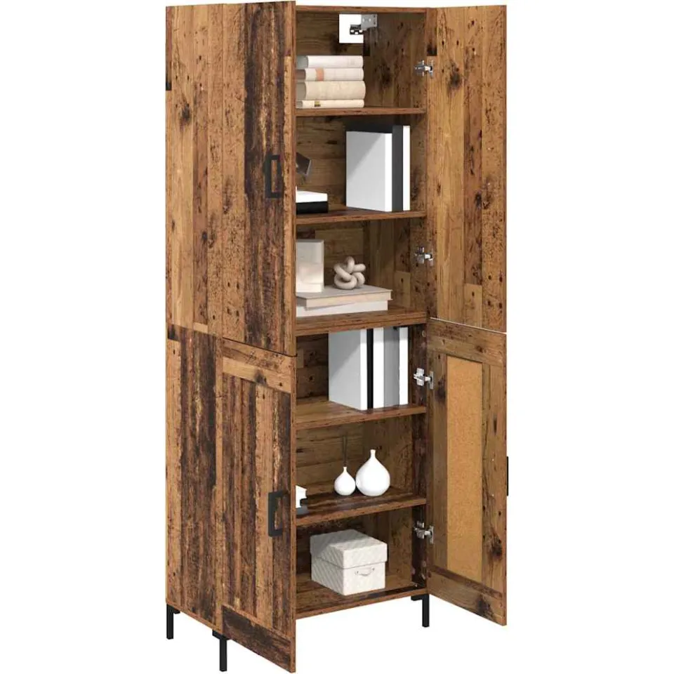 vidaXL Highboard Oud Hout 69,5 x 34 x 180 cm Bewerkt hout Bruin