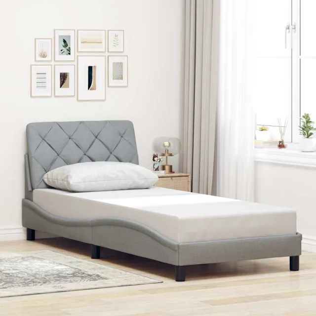 vidaXL Bedframe zonder matras 90x200 cm stof lichtgrijs grijs
