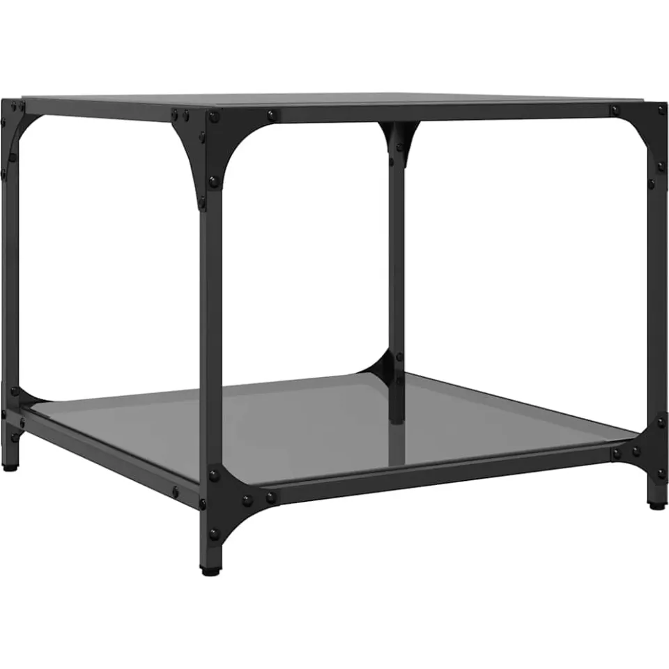 vidaXL Salontafels 2 st met zwart glazen blad 50x50x40 cm staal