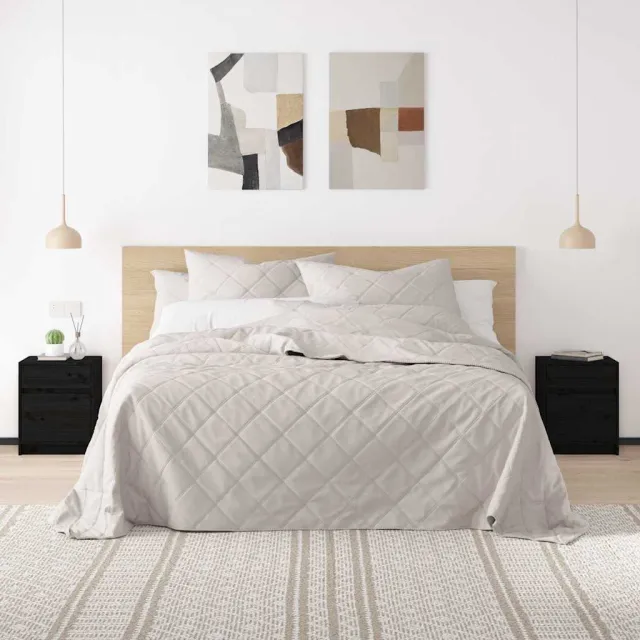 vidaXL Nachtkastjes 2 st 40x31x50 cm massief grenenhout zwart, foto 2
