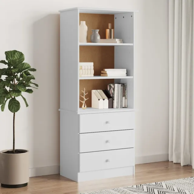 vidaXL Boekenkast met lades ALTA 60x35x142 cm massief grenenhout wit, foto 2