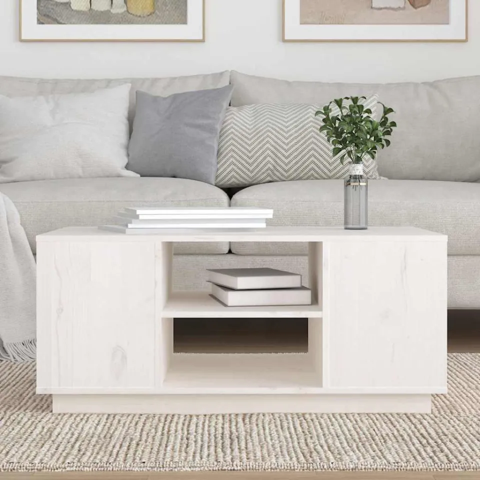 vidaXL Salontafel 90x49x40,5 cm massief grenenhout wit, foto 3