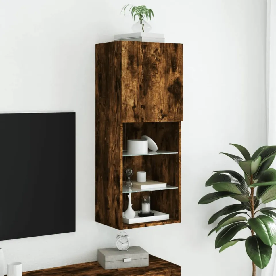 vidaXL Tv-meubel LED-verlichting 40,5x30x102 cm gerookt eikenkleurig, foto 4