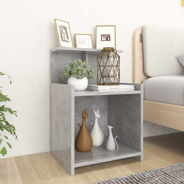 vidaXL Nachtkastje 40x35x60 cm bewerkt hout betongrijs grijs, foto 2