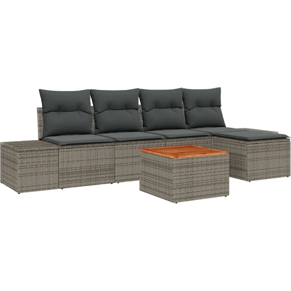 vidaXL Tuinbankenset 6 st Grijs poly rattan