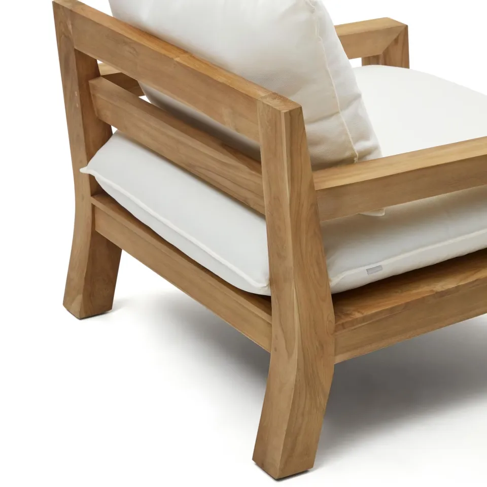 Kave Home Forcanera fauteuil teakhout wit, foto 5