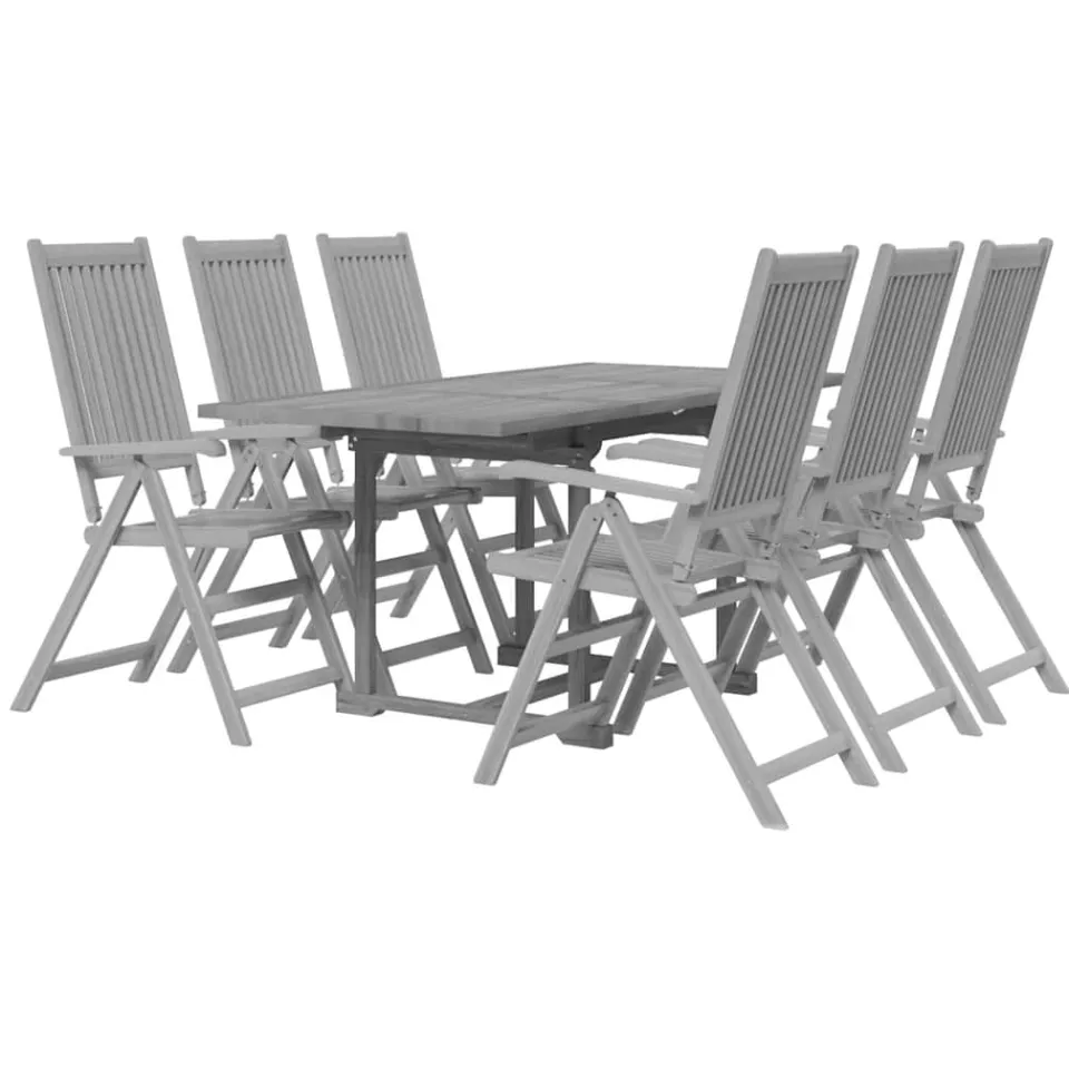 vidaXL 7-delige Tuinset massief acaciahout grijs