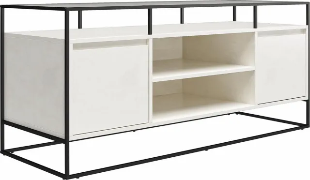 Notio Living Camley|TV-meubel van glas en voet van MDF-gips White