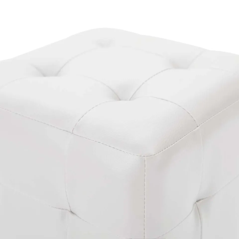 vidaXL Poef 2 st 30x30x30 cm kunstleer wit, foto 4