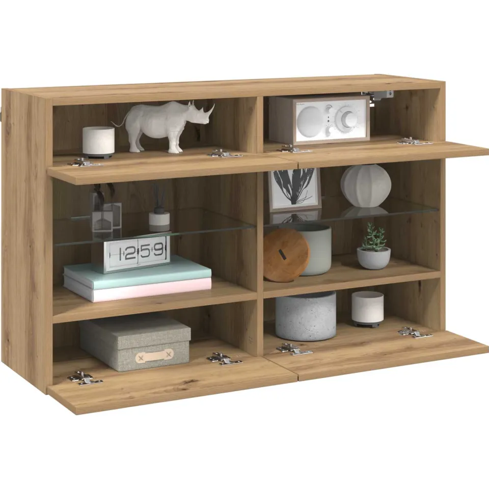 vidaXL TV-wandkast 98,5 x 30 x 60,5 cm Artisan Eiken Bewerkt hout Bruin