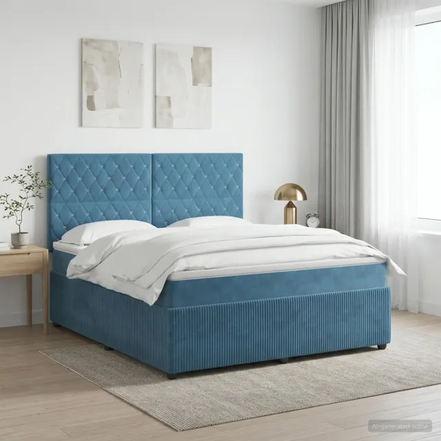 vidaXL Boxspringbed met matras Blauw 140 x 190 cm Fluweel