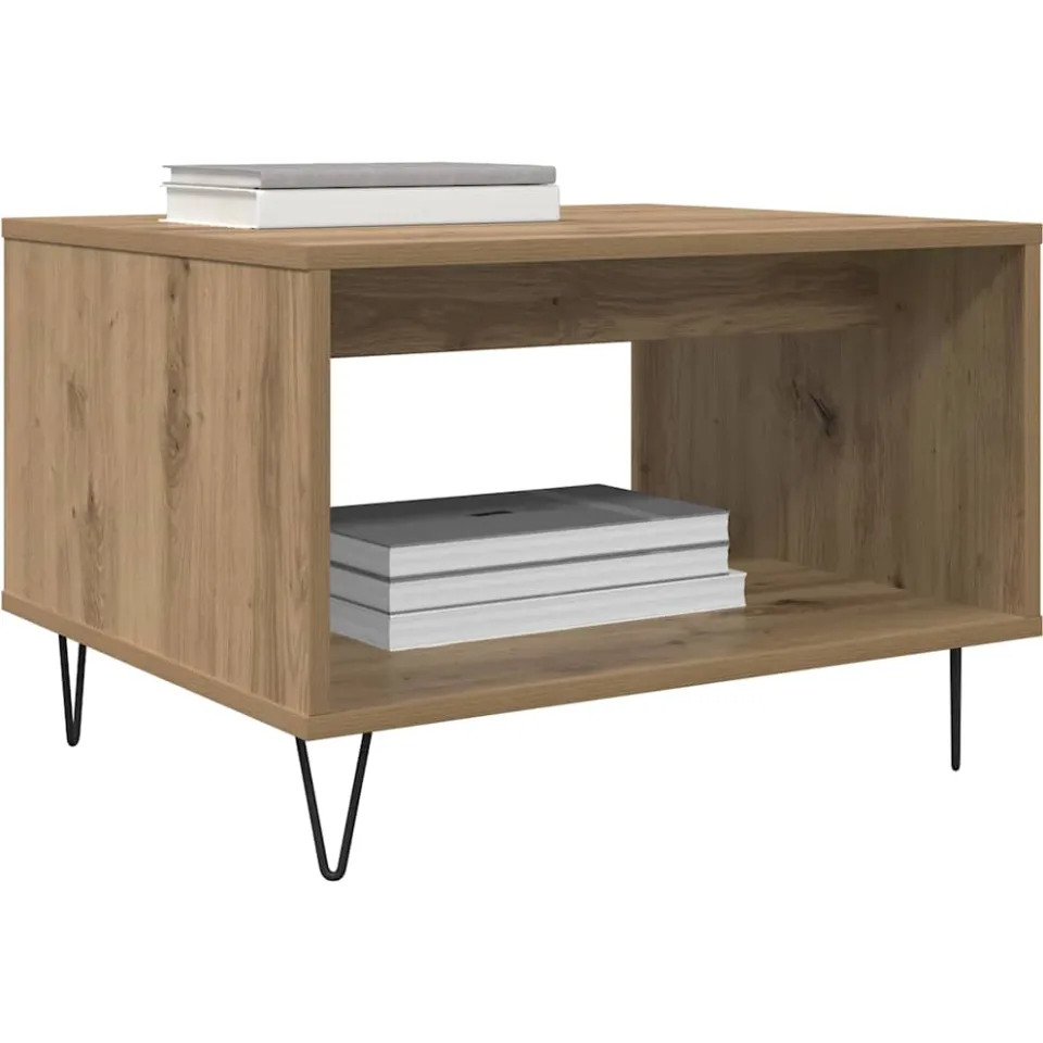 vidaXL Salontafel artisanaal eikenkleurig 60 x 50 x 40 cm Bewerkt hout Beige