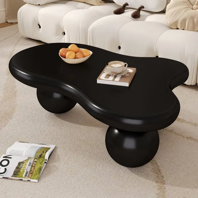 KOMHTOM Zwarte salontafel in wolkdesign met ledverlichting – 16 kleuren beschikbaarsalontafelwolkdesignronde potenelegante toevoeging aan een moderne woonkamer of kinderkamer