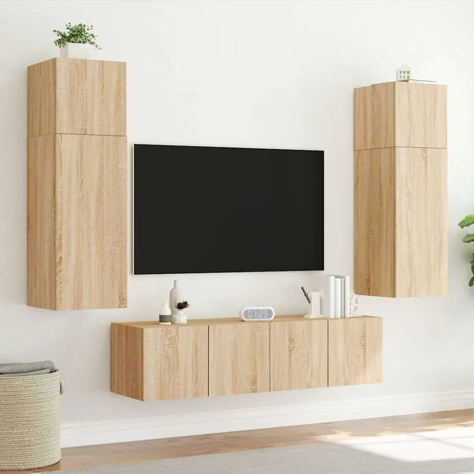 vidaXL Tv-wandmeubels met LED 2 st 80x35x31 cm sonoma eikenkleurig, foto 3