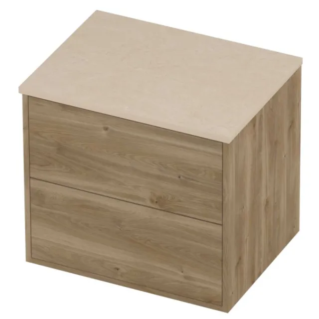 Proline Deck Badmeubelset Hardsteen Voor Grepen Symmetrisch Kader 60x46x54 cm Sand Stone Cider Oak Eiken