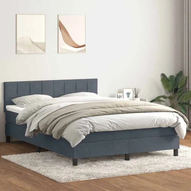 vidaXL Boxspring met matras fluweel donkergrijs 160x210 cm grijs