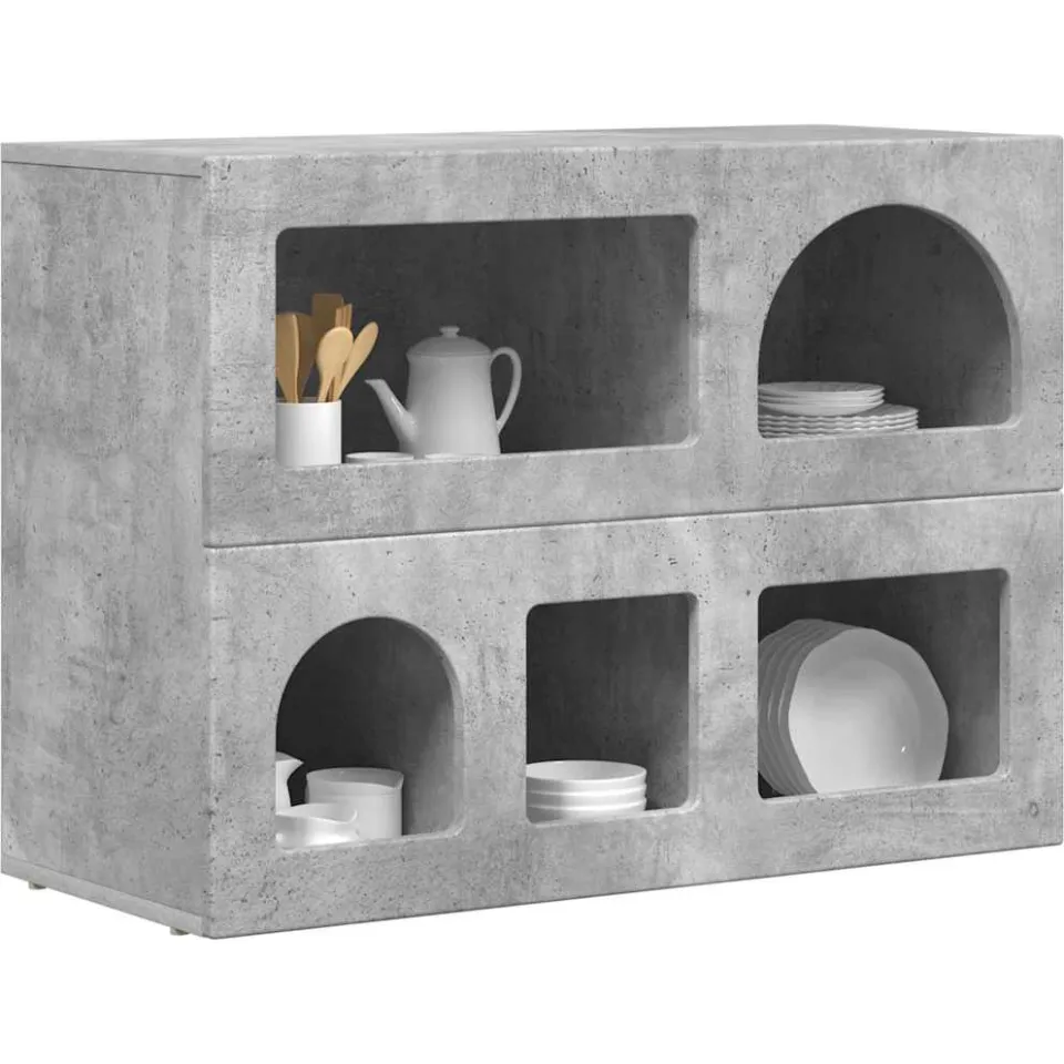 vidaXL Dressoir ELST Beton Grijs 80,5 x 35 x 59 cm Bewerkt hout