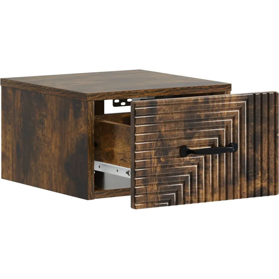 vidaXL Wandbeugel Bedkast Gerookt eiken 34,5 x 33 x 20 cm Bewerkt hout, foto 3
