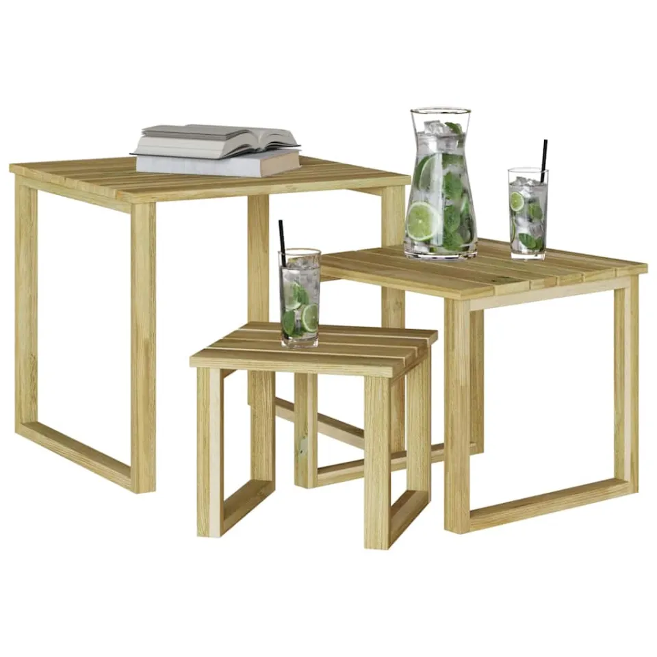 vidaXL Tafel 3 st Naturel 50,5 x 50 x 46 cm Geïmpregneerd grenenhout, foto 2