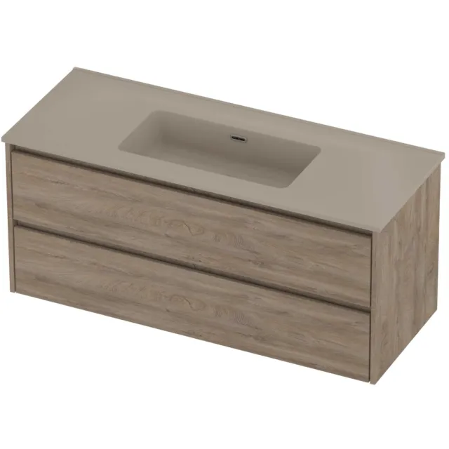 Proline Tribute Badmeubelset Porselein Elegant Enkel 120x46x54 cm Mat Crème Cotton Raw Oak Eiken