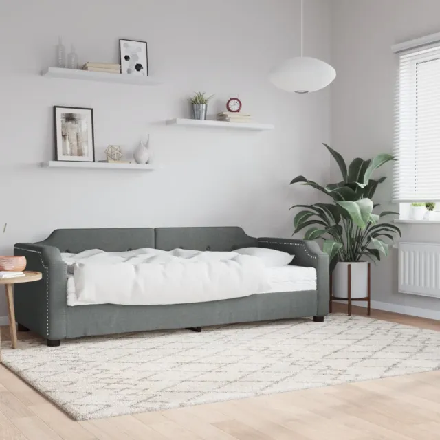 vidaXL Slaapbank met matras 90x190 cm stof donkergrijs grijs